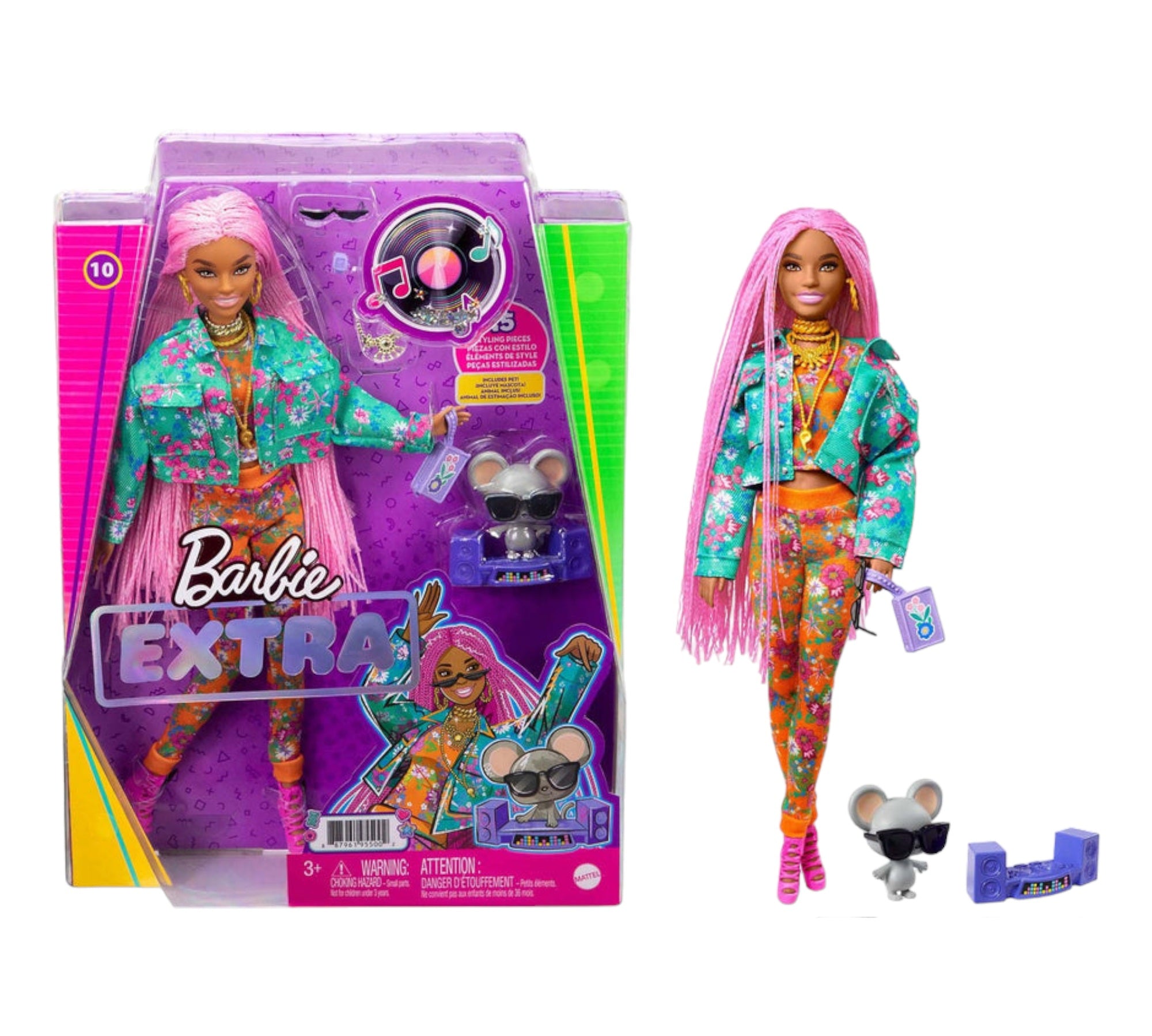 Speel, leer en groei met Barbie Extra Pink Braids Pop+Accessoires van Colourful Goodies - Inclusiviteit in elk detail.